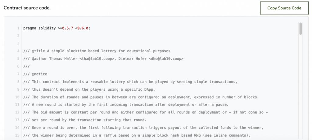 EduLottery smart contract code.